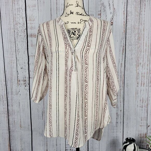 ANGIE Small 100% Rayon Western Cowgirl Boho Chic Aztec Oversized Tunic Blouse - Picture 2 of 8